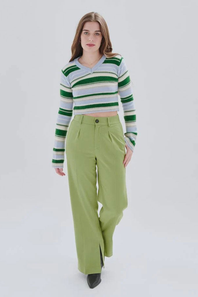 Sweater Mujer 24 COLOURS ABIGAIL WOMEN PULLOVER Green Stripes