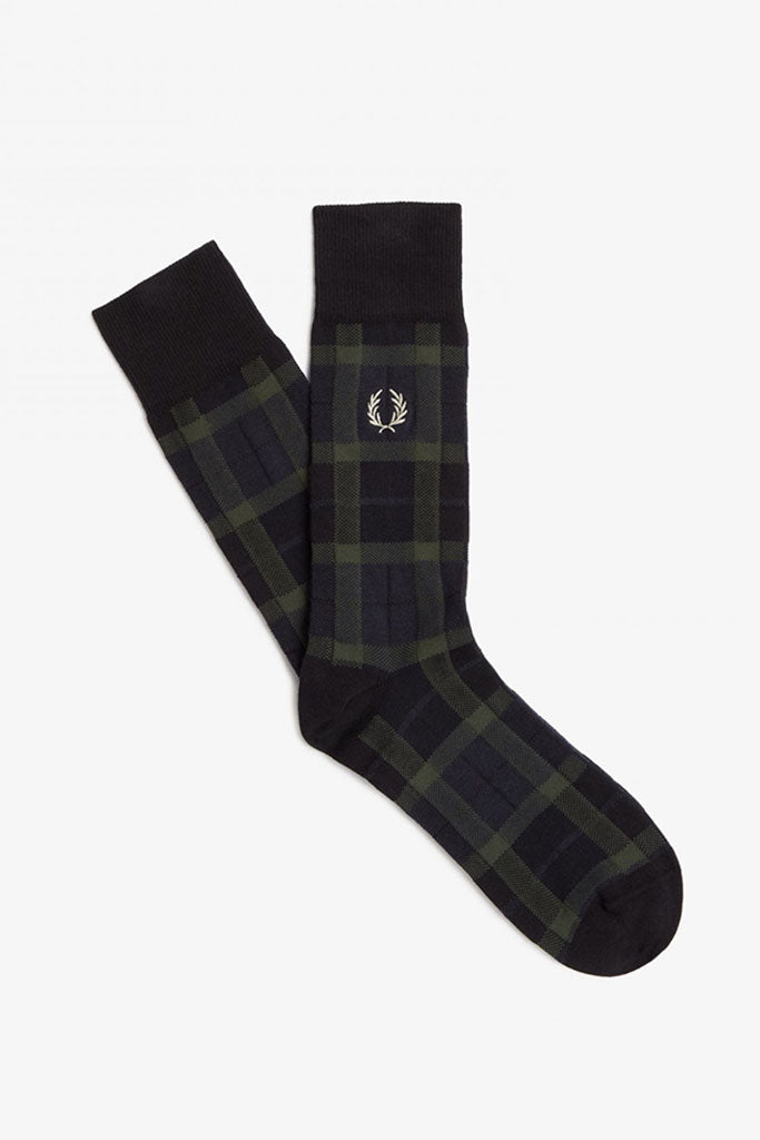 Calcetines Hombre FRED PERRY TARTAN SOCKS Field Green/Light  Oyster