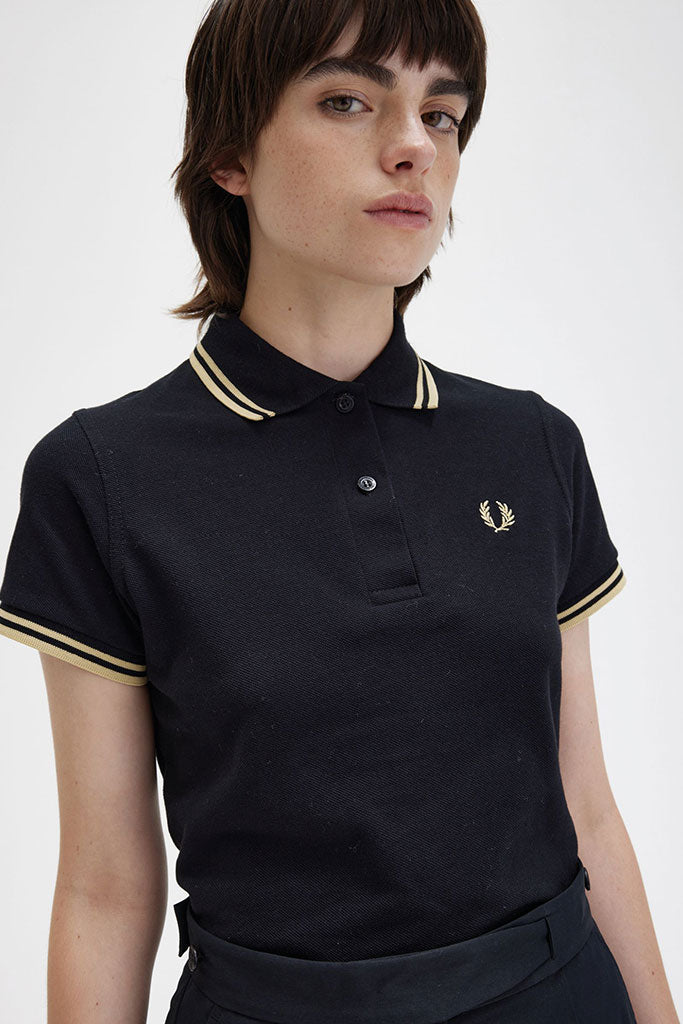 Polo Mujer FRED PERRY TWIN TIPPED WOMEN SHIRT Black/Champagne/Champagne