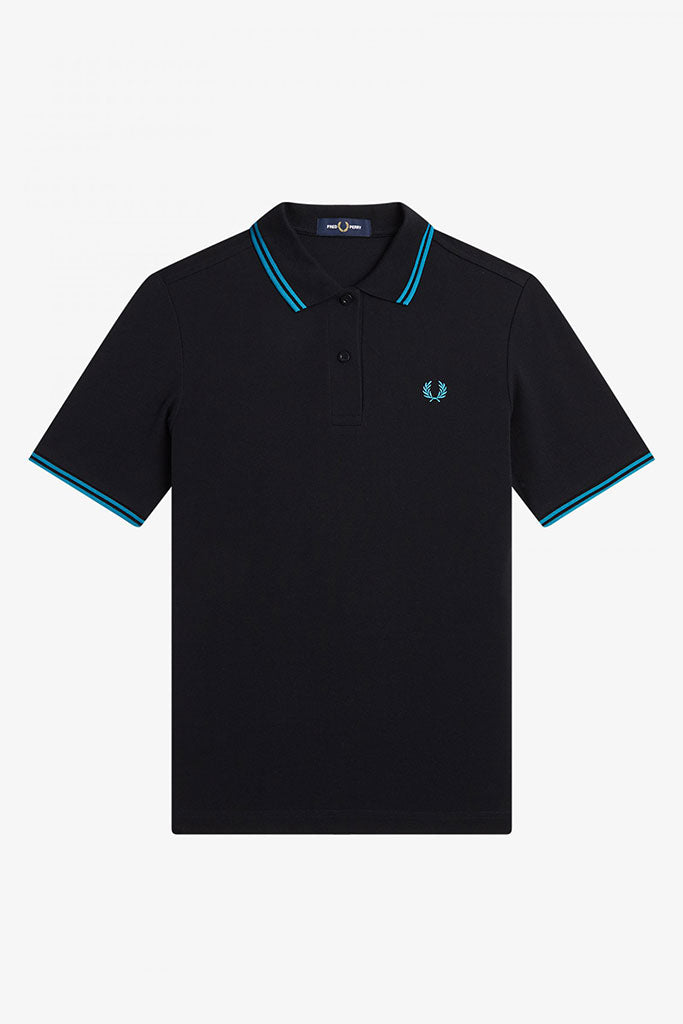 Polo Mujer FRED PERRY TWIN TIPPED WOMEN SHIRT Black/Cyber Blue/Cyber Blue