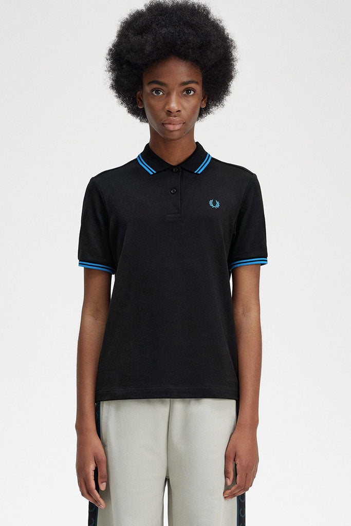 Polo Mujer FRED PERRY TWIN TIPPED WOMEN SHIRT Black/Cyber Blue/Cyber Blue