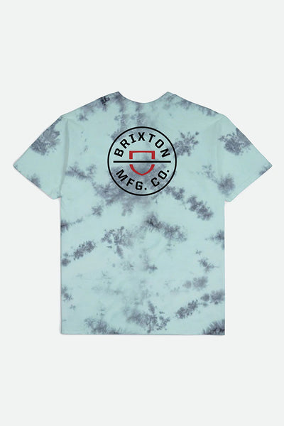 Camiseta Hombre BRIXTON CREST II S/S STANDARD MEN TEE Teal / Black Cloud Wash