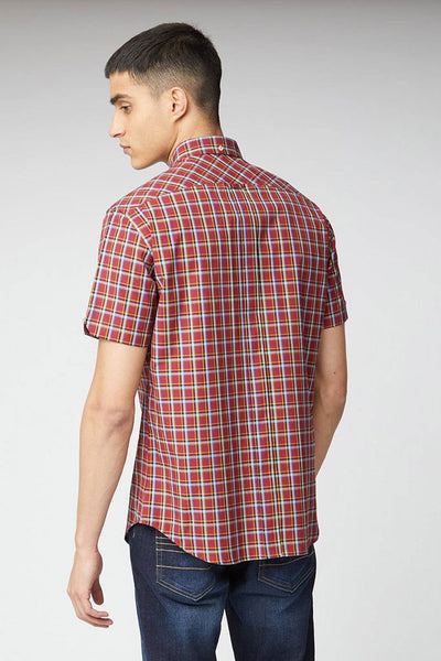 Camisa Hombre BEN SHERMAN LAUNDERED TWILL CHECK MEN S/S SHIRT Red